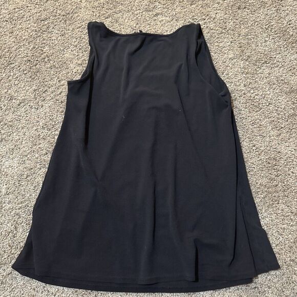 Eileen Fisher Black Sleeveless U-Neck Organic 100% Silk Knit Long Tank Top Small - Picture 9 of 9